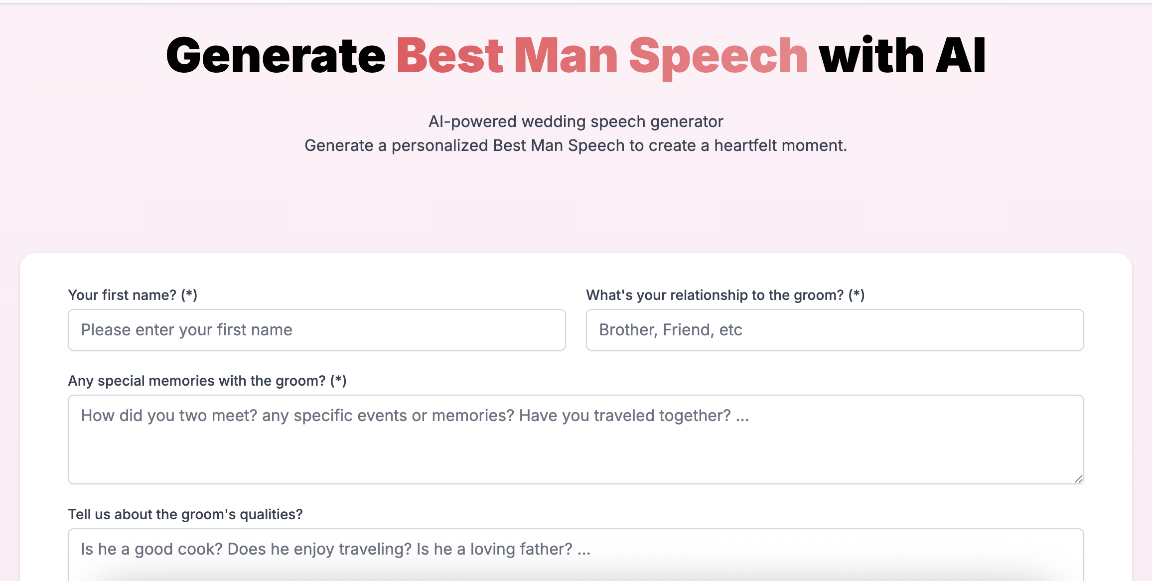 AI Wedding Toast - Create Perfect Wedding Speeches with AI in Minutes