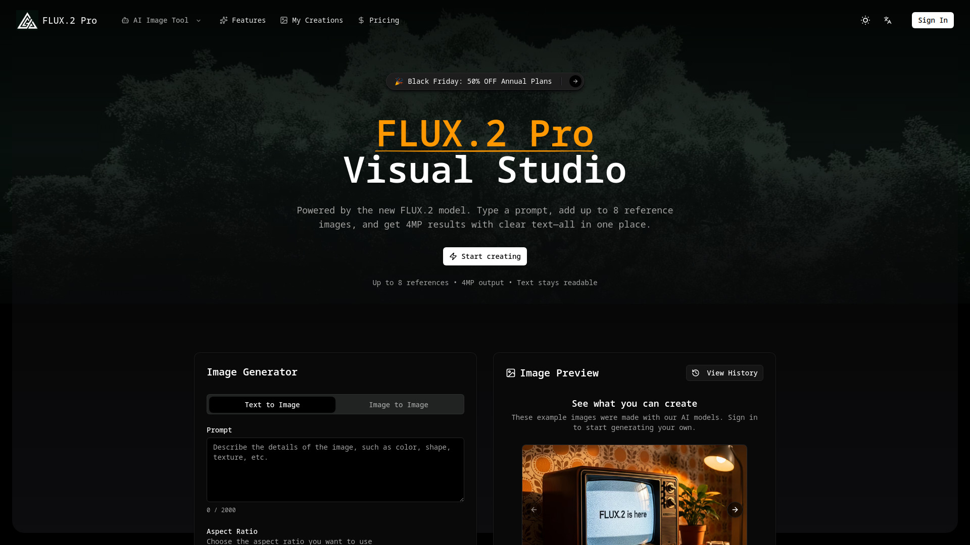 FLUX.2 Pro - Visual AI Image Studio